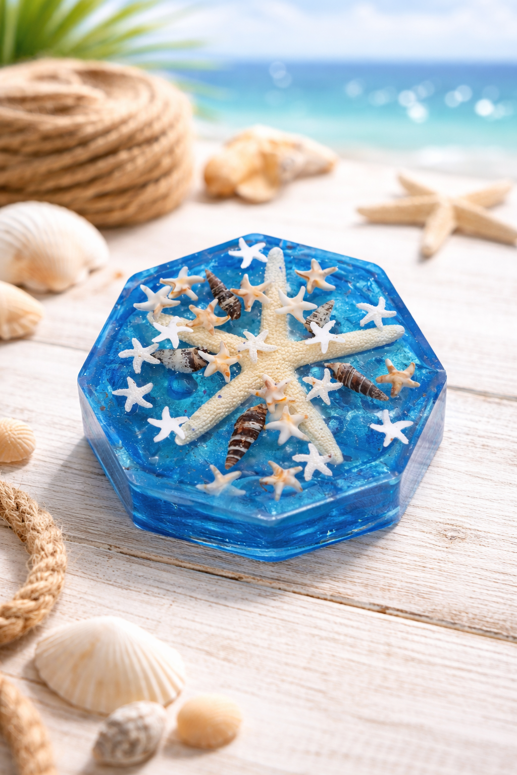 Ocean Starfish Resin Coaster – Handmade Coastal Beach Decor – Terilee’s Unique Designs