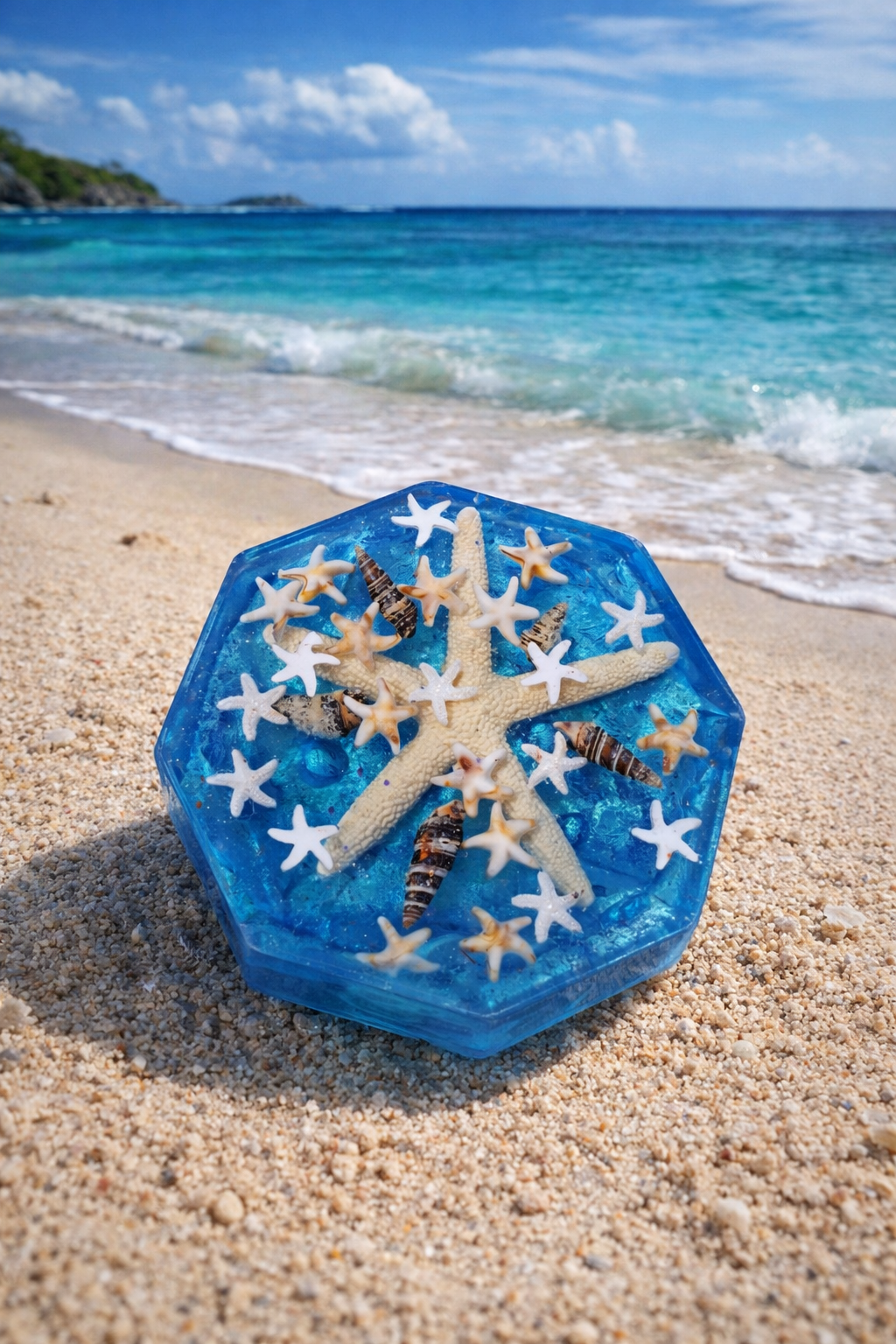 Ocean Starfish Resin Coaster – Handmade Coastal Beach Decor – Terilee’s Unique Designs