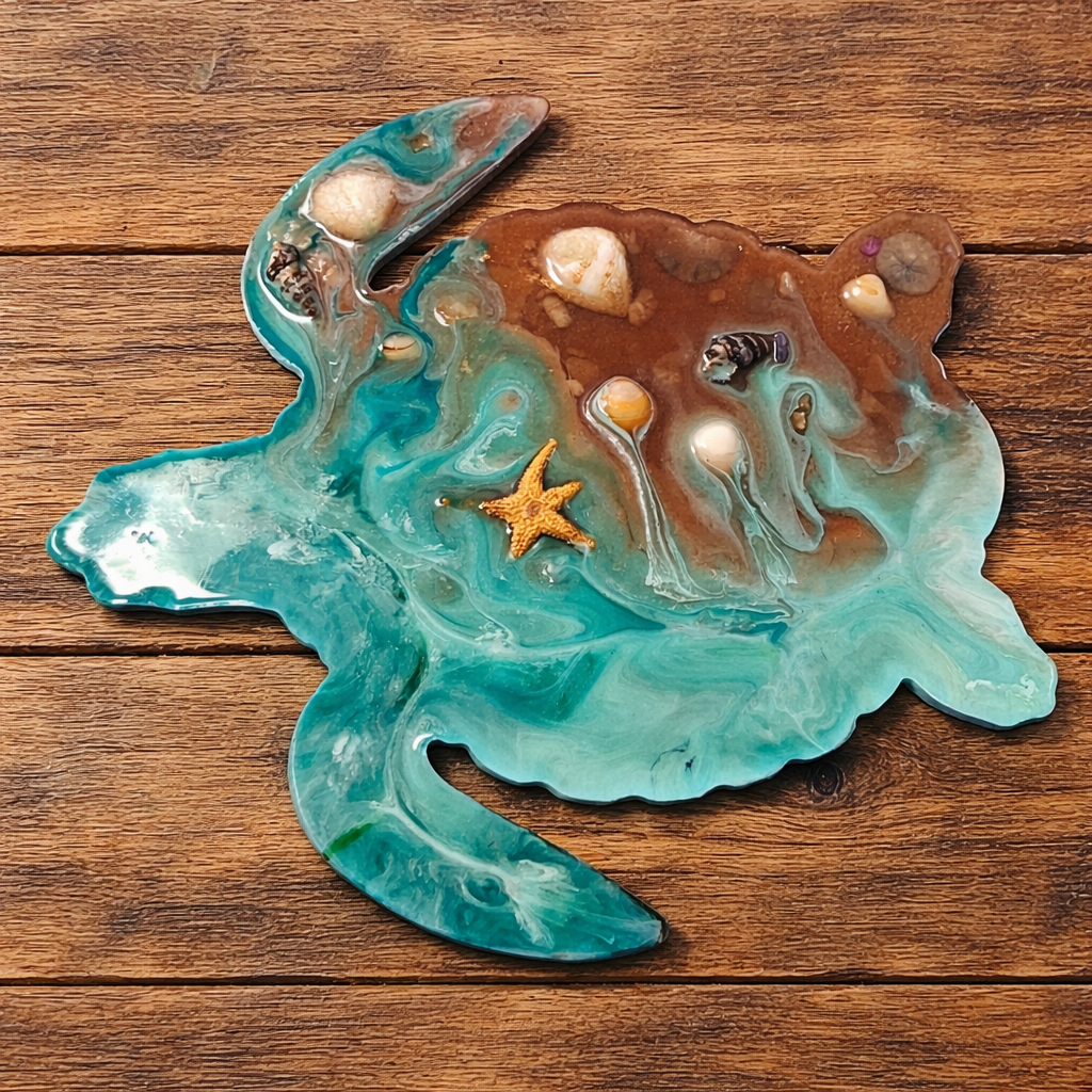 Handmade Resin Sea Turtle Trivet – Coastal Beach Kitchen Decor – Ocean Inspired Hot Plate – Nautical Gift – Terilee’s Unique Designs