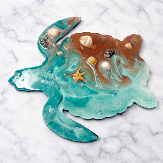 Handmade Resin Sea Turtle Trivet – Coastal Beach Kitchen Decor – Ocean Inspired Hot Plate – Nautical Gift – Terilee’s Unique Designs