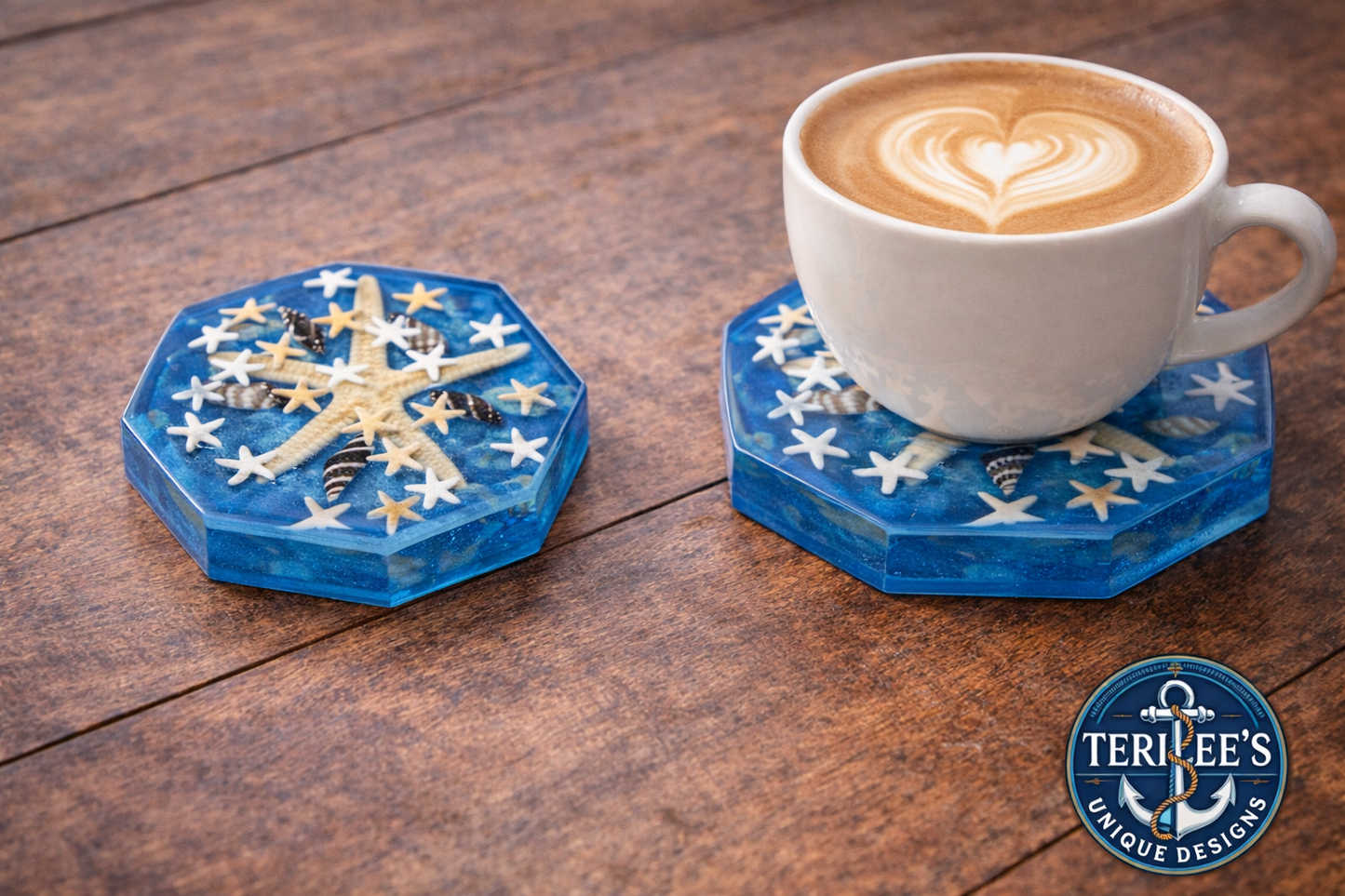 Ocean Starfish Resin Coaster – Handmade Coastal Beach Decor – Terilee’s Unique Designs