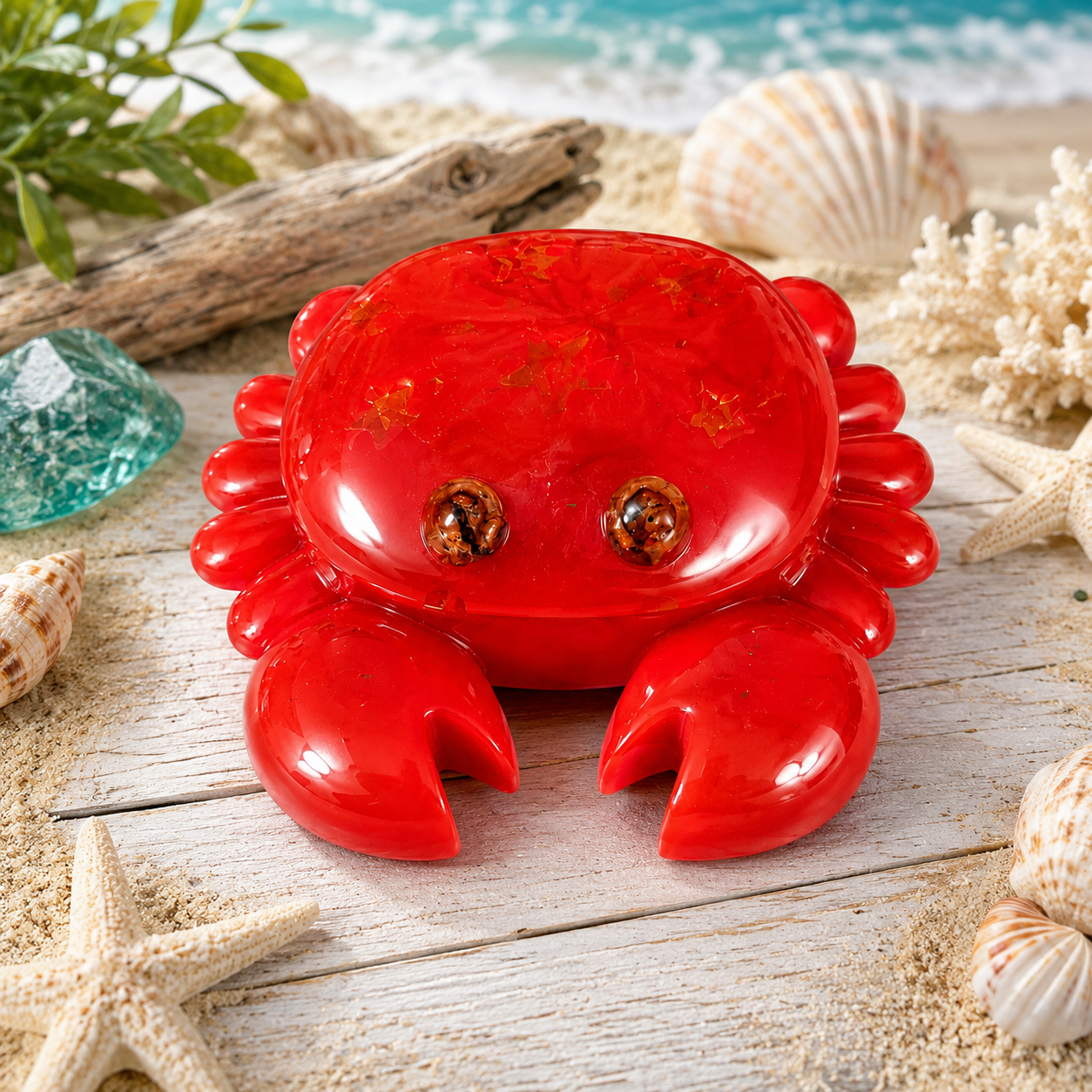 Sandy Beach Crab Trinket Box
